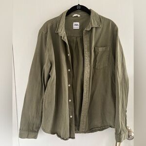 Zara Army Green Button Up Jacket